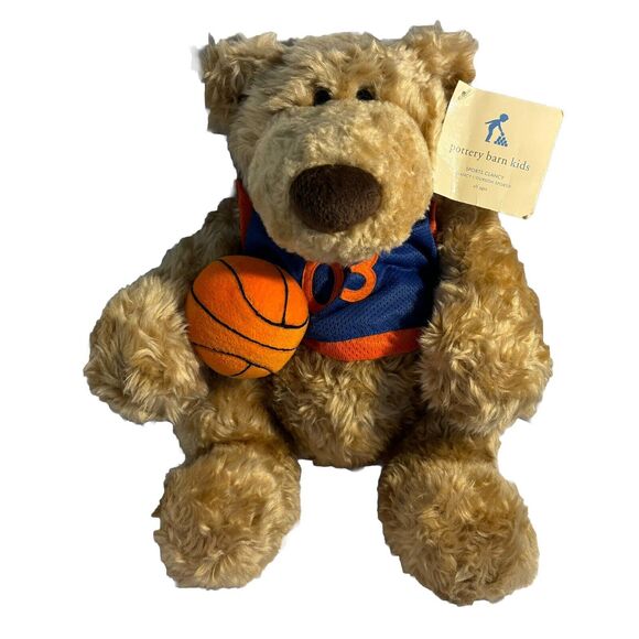 GUND Pottery Barn BASKETBALL CLANCY TEDDY BEAR 10" Kids Plush Stuffed Animal Toy - Picture 1 of 8